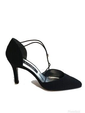 Stuart Weitzman Black Pointed D'Orsay Strappy Heel